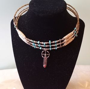 Running bear sterling silver turquoise necklace